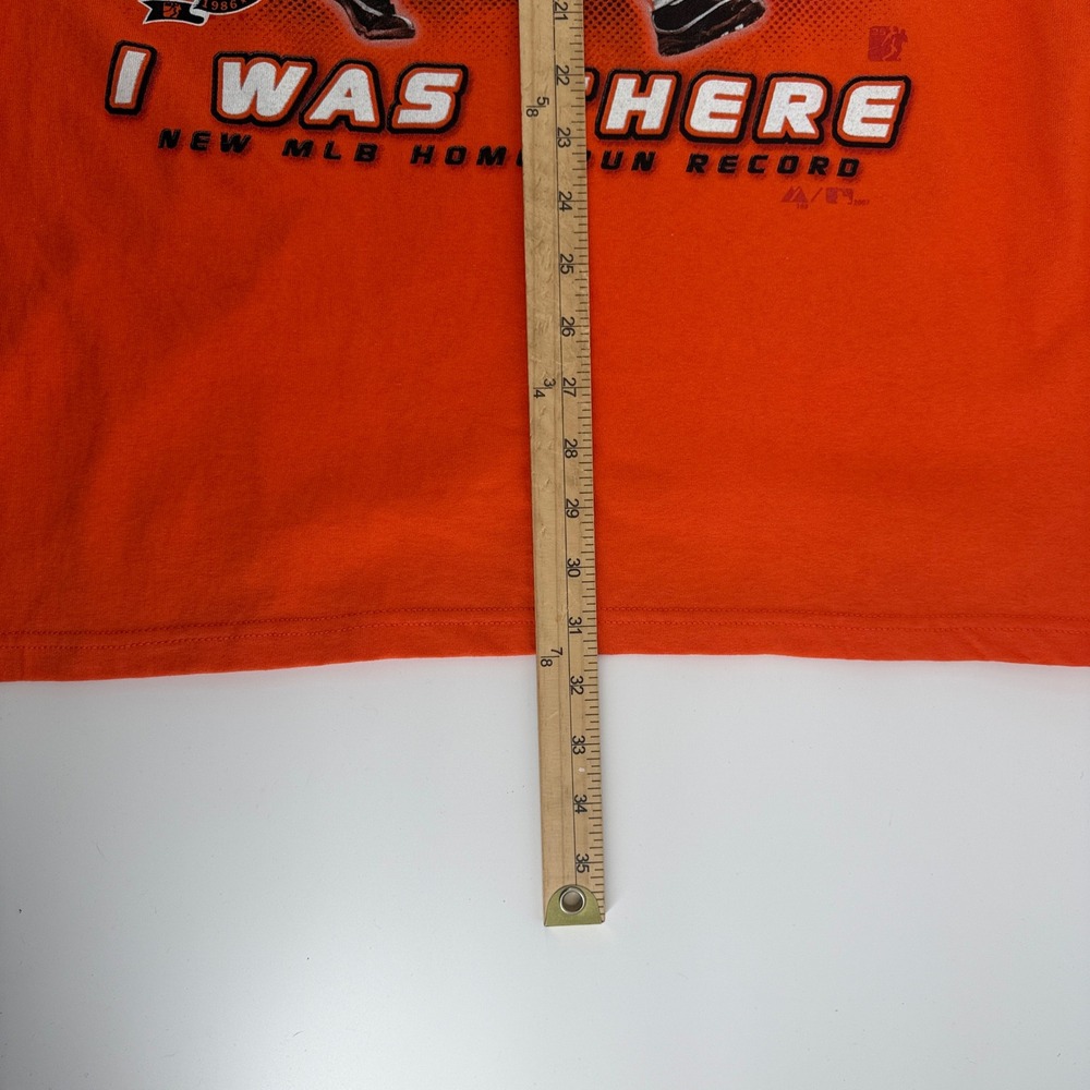 Majestic Barry Bonds 756th HR Record San Francisco Giants Orange T-Shirt Mens XL - Picture 7 of 7